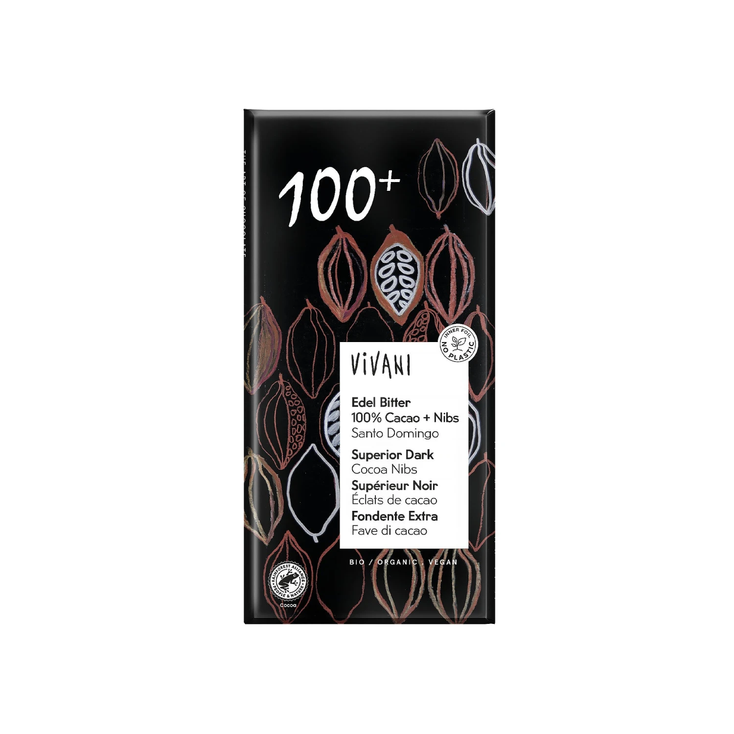 Vivani Superior Dark 100% With Cocoa Nibs 80g 3 Vivani Superior Dark 100% With Cocoa Nibs 80g