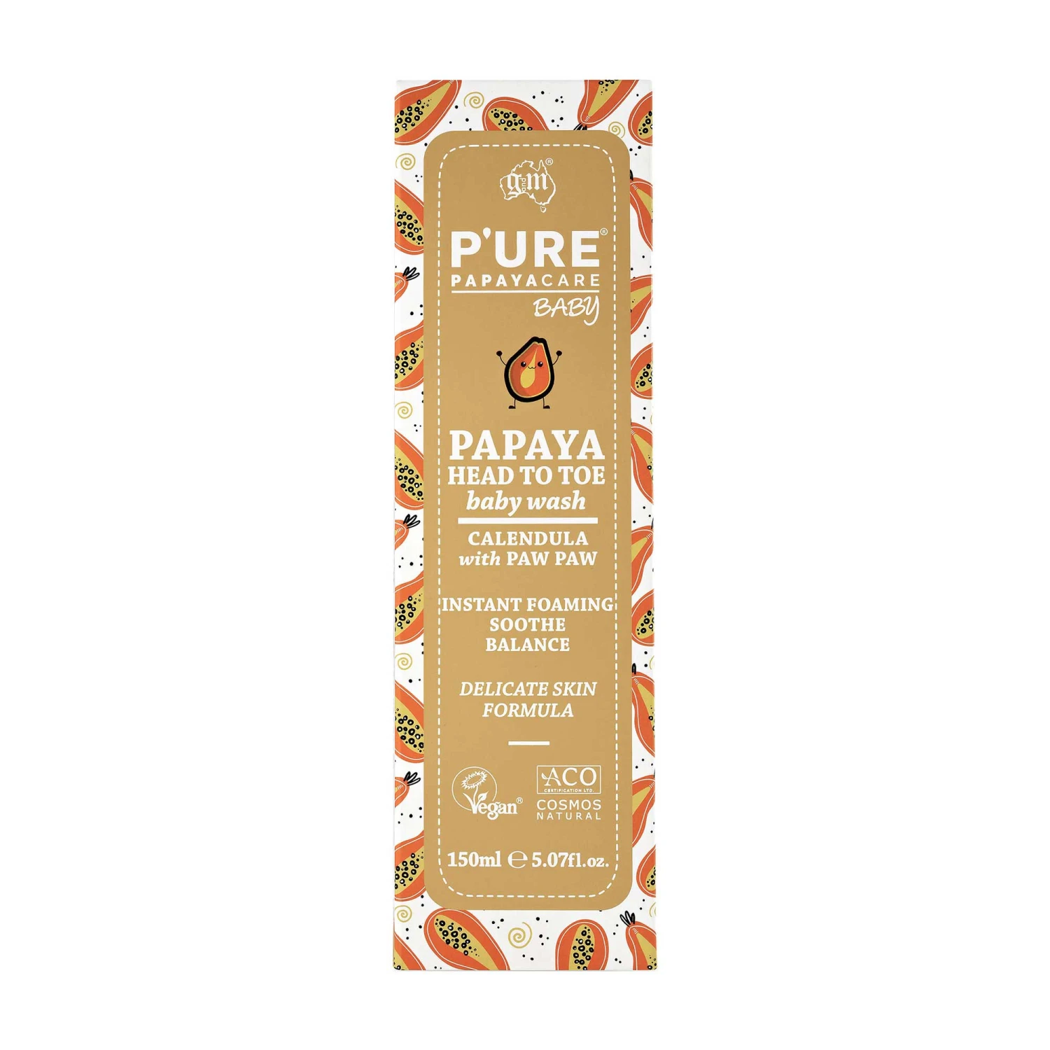 P'ure Papayacare Baby Papaya Head To Toe Wash 150ml 3 P'ure Papayacare Baby Papaya Head To Toe Wash 150ml