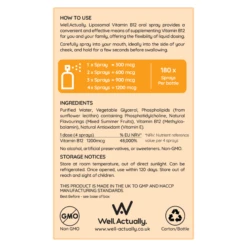 Well. Actually. Liposomal Vitamin B12 Methylcobalamin 1200mcg Spray - Truly Fruity Flavour 30ml -Optimal Home Furnishings 42620 2