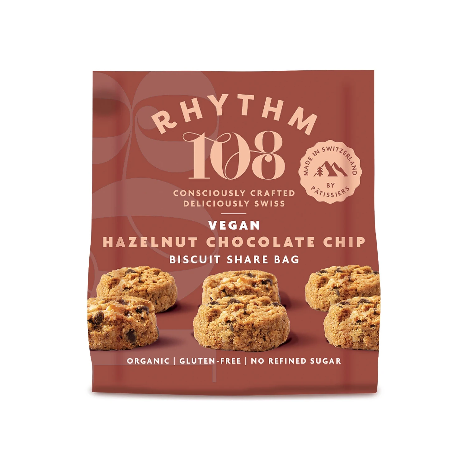 Rhythm 108 Hazelnut Chocolate Chip Share Bag 135g 3 Rhythm 108 Hazelnut Chocolate Chip Share Bag 135g