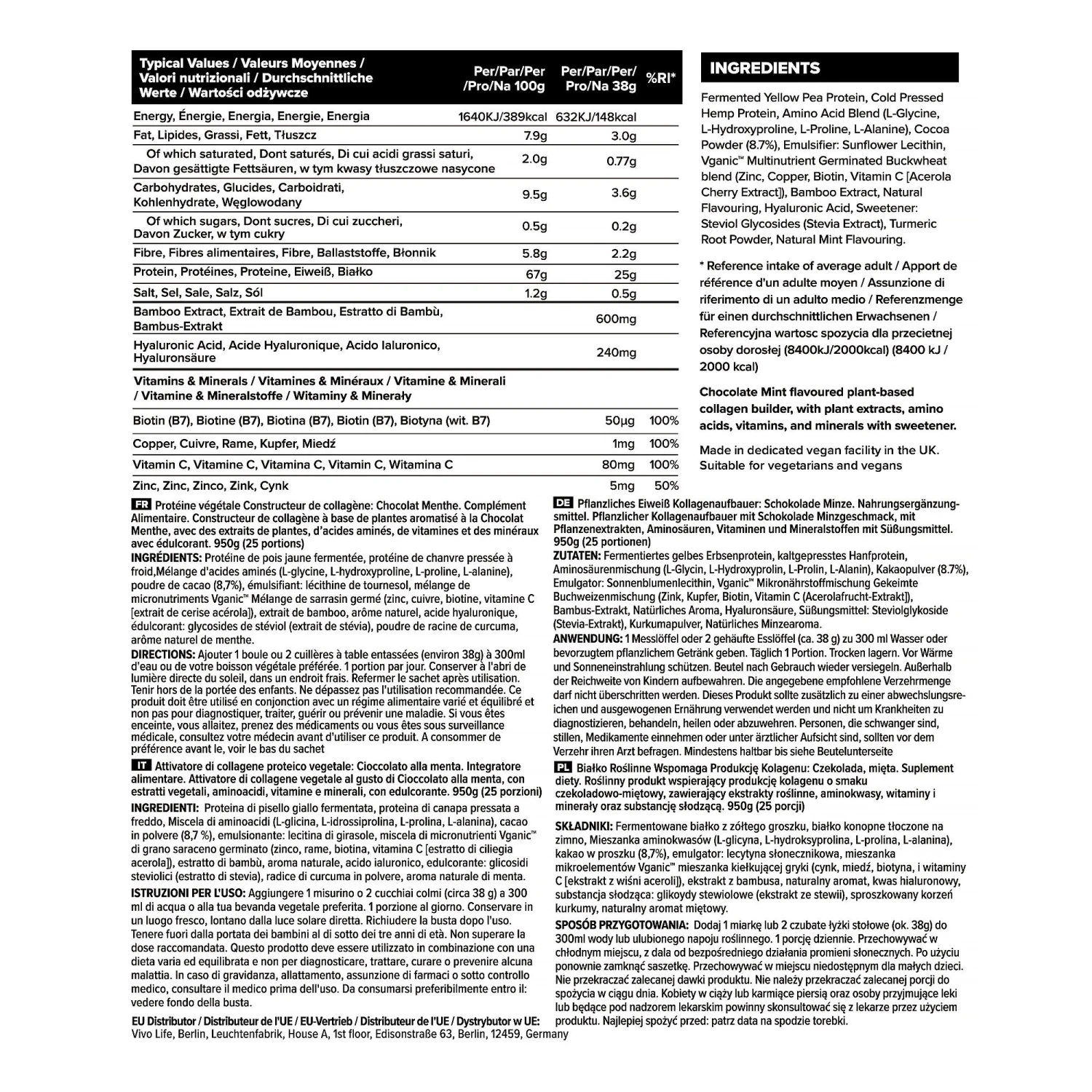 Vivo Life Collagen Builder: Chocolate Mint 950g 4 Vivo Life Collagen Builder: Chocolate Mint 950g - Image 2