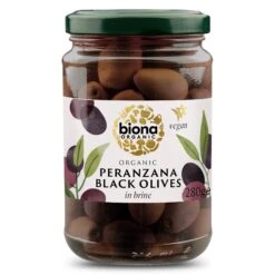 Biona Peranzana Black Olives In Brine Organic 280g