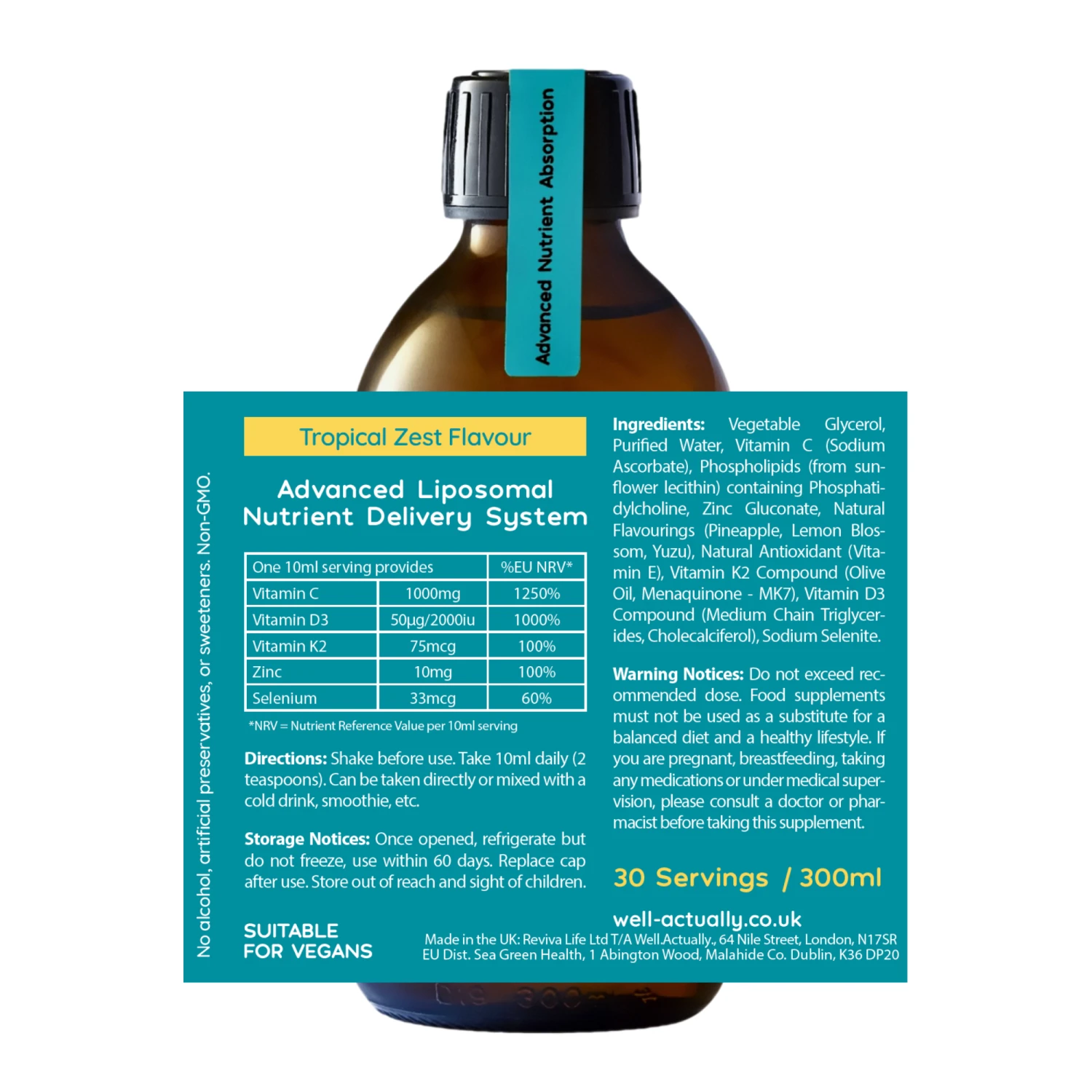Well. Actually. Liposomal Ultimate Immune Defence - Tropical Zest Flavour 300ml 4 Well. Actually. Liposomal Ultimate Immune Defence - Tropical Zest Flavour 300ml - Image 2