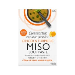 Clearspring Japanese Ginger & Turmeric Instant Miso Soup Paste With Sea Vegetables 4x15g