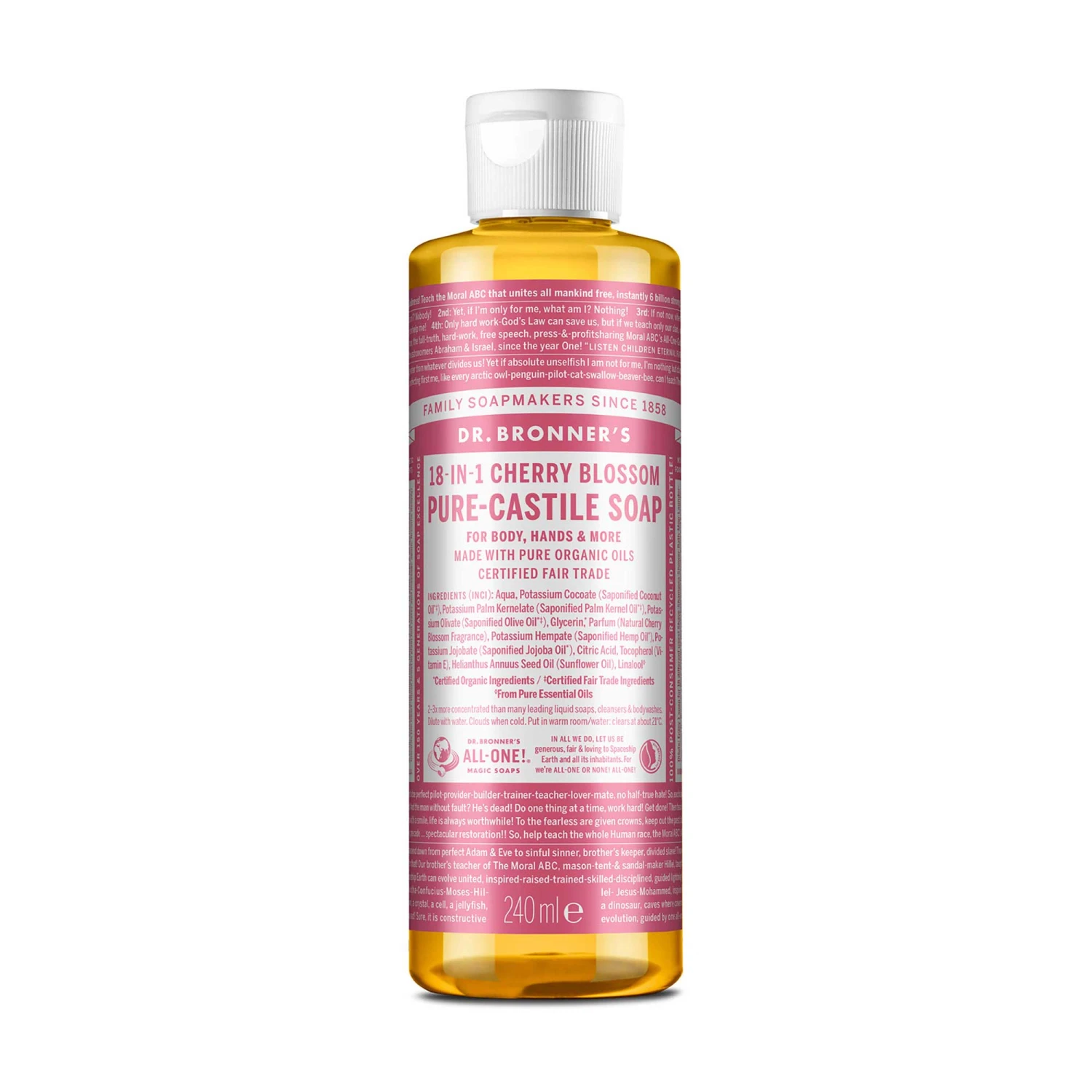 Dr. Bronner's Dr Bronner's Cherry Blossom Liquid Soap 240ml 3 Dr. Bronner's Dr Bronner's Cherry Blossom Liquid Soap 240ml