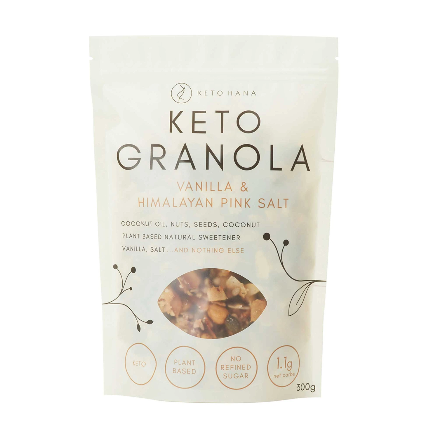 Keto Hana Keto Friendly Granola - Vanilla & Pink Himalayan Salt 300g 3 Keto Hana Keto Friendly Granola - Vanilla & Pink Himalayan Salt 300g