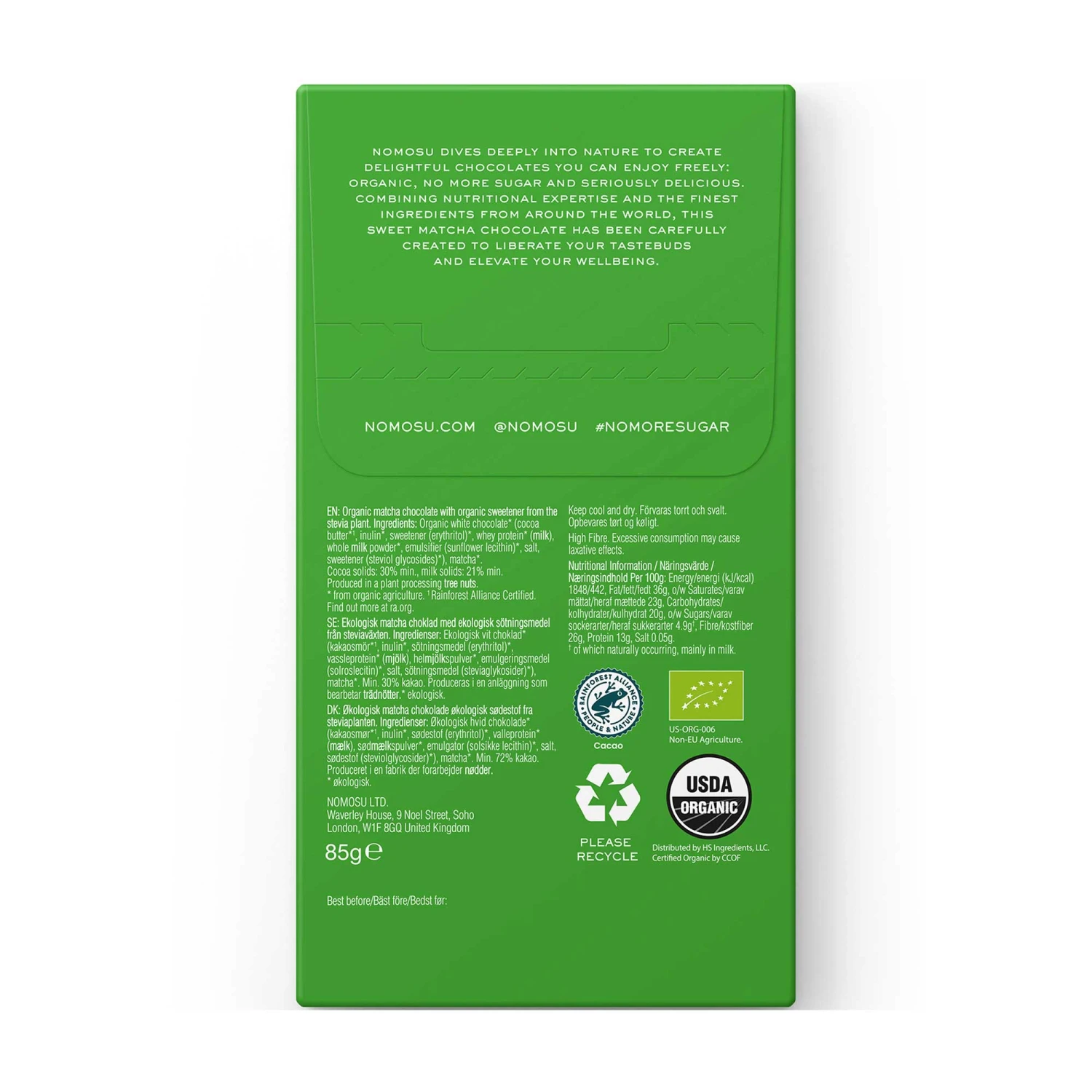 NOMOSU Matcha Chocolate Bar 85g 4 NOMOSU Matcha Chocolate Bar 85g - Image 2