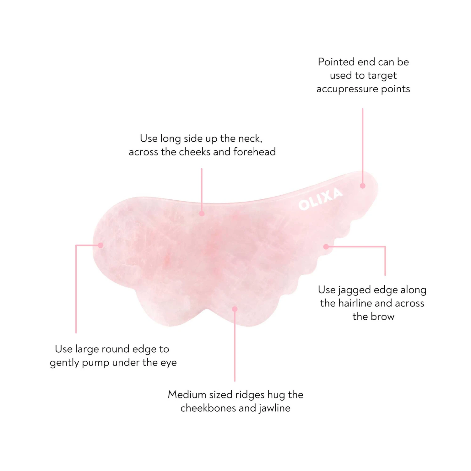 Olixa Rose Quartz Gua Sha Facial Massage Tool Each 5 Olixa Rose Quartz Gua Sha Facial Massage Tool Each - Image 3