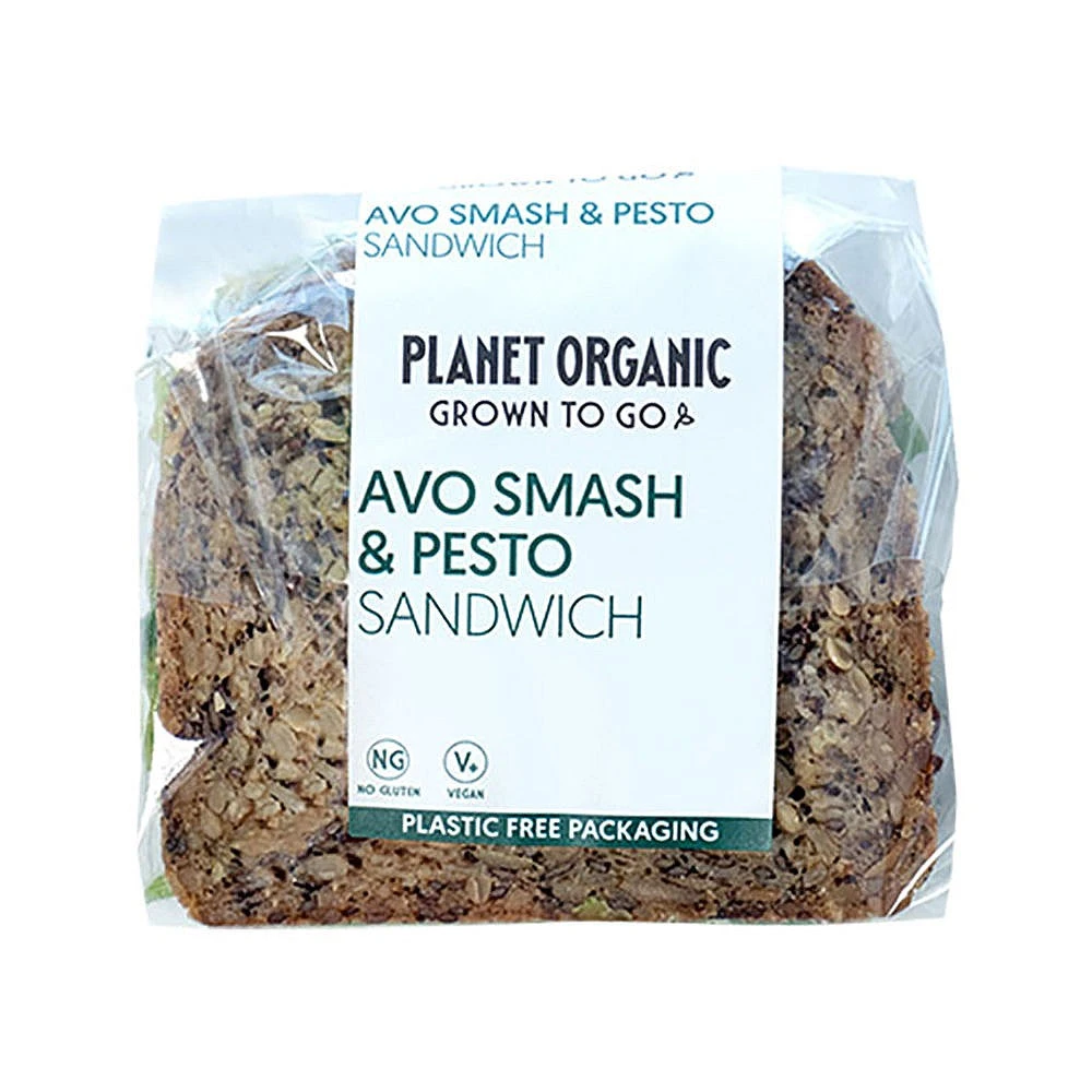 Planet Organic Grown To Go Avo Smash & Pesto Sandwich 222g 3 Planet Organic Grown To Go Avo Smash & Pesto Sandwich 222g