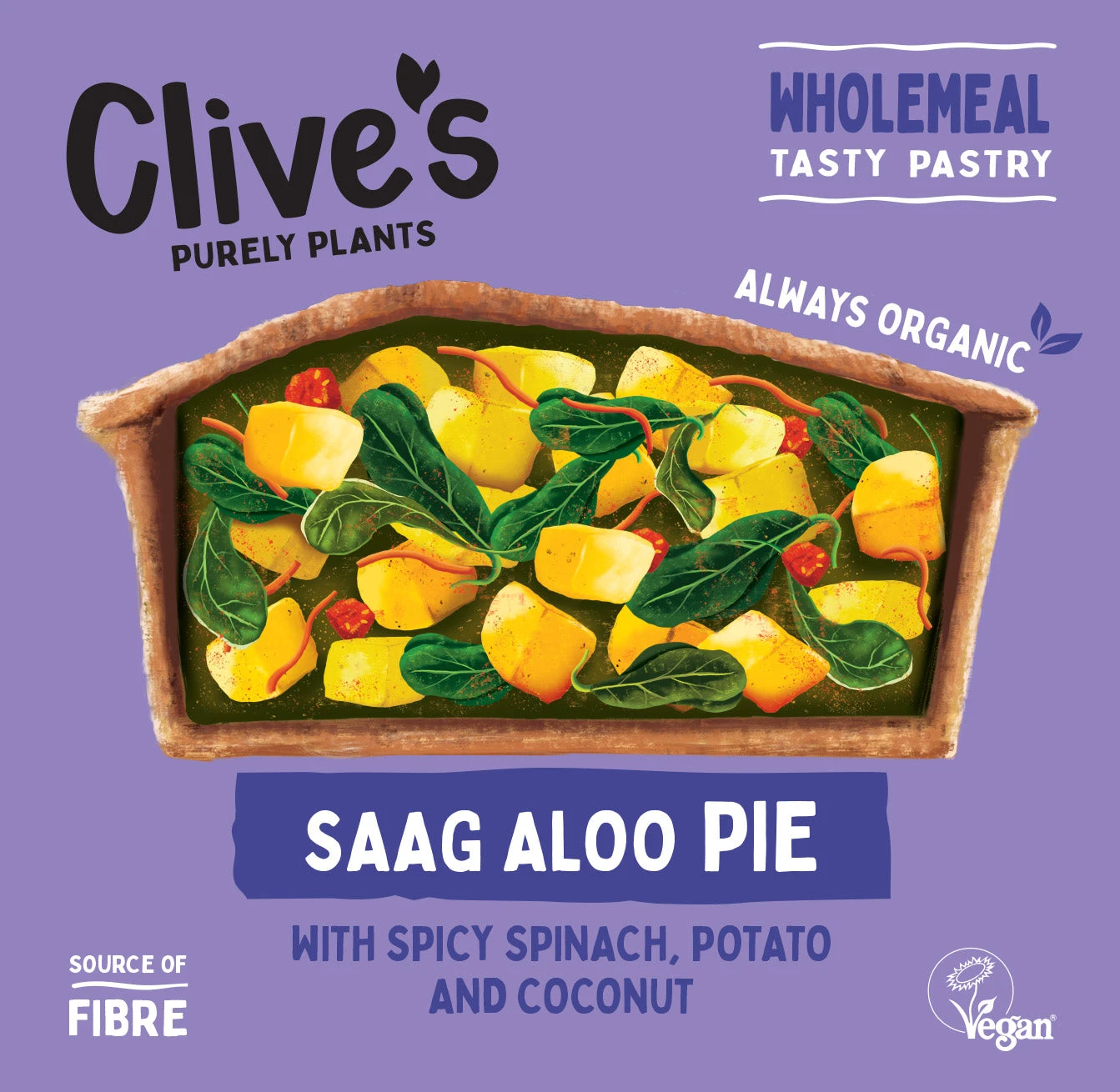 Clive's Organic Saag Aloo Wholemeal Pie 235g 3 Clive's Organic Saag Aloo Wholemeal Pie 235g