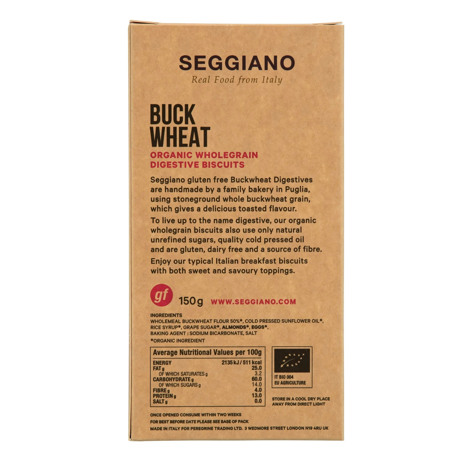 Seggiano Buckwheat Digestive Biscuits 150g 4 Seggiano Buckwheat Digestive Biscuits 150g - Image 2