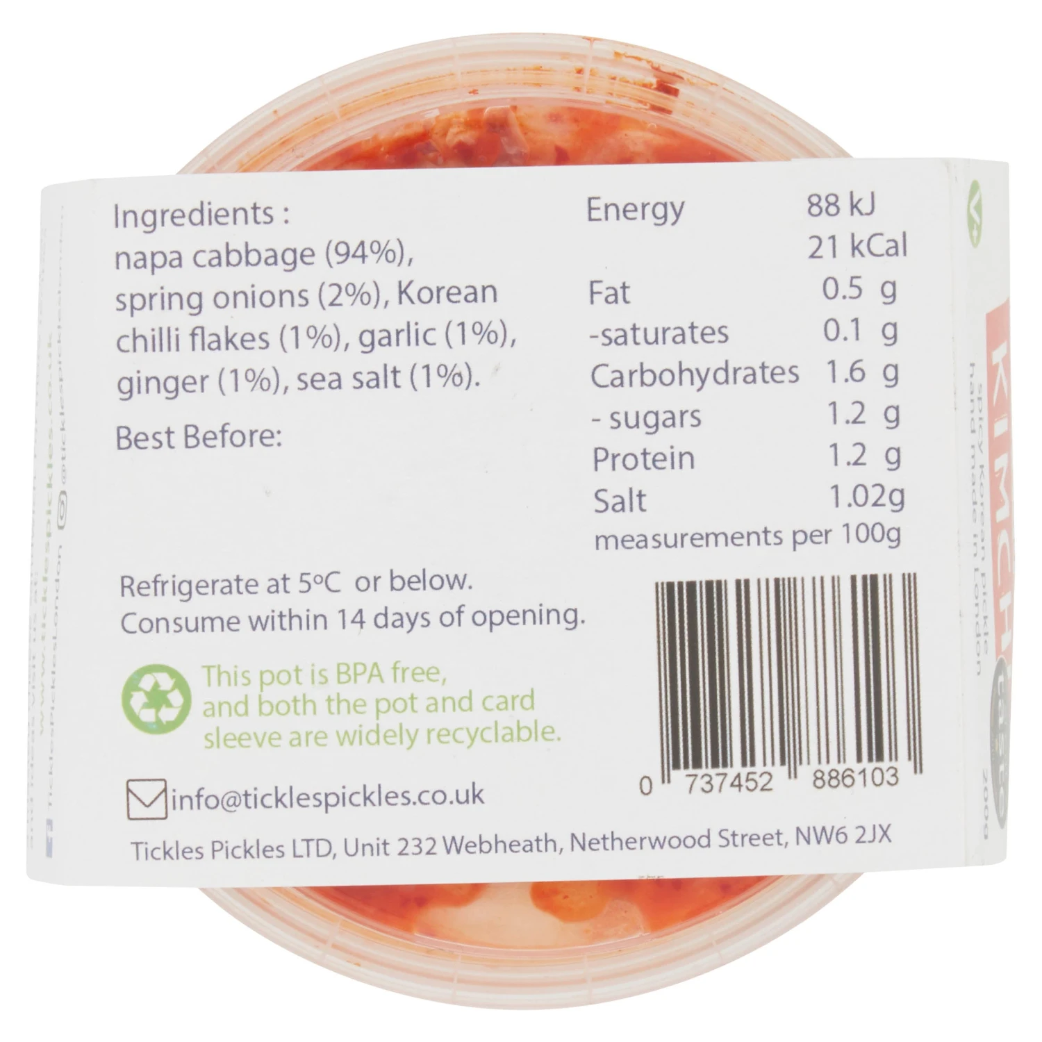 Tickles' Pickles Kimchi 200g 4 Tickles' Pickles Kimchi 200g - Image 2