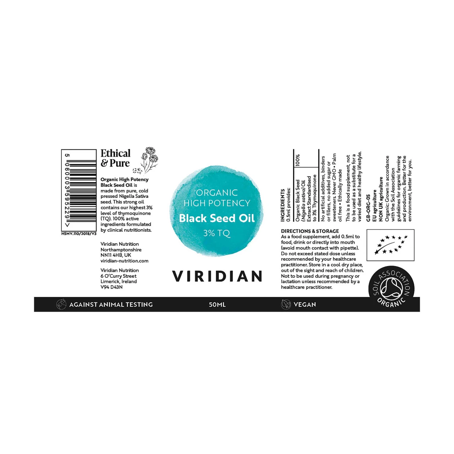 Viridian High Potency Black Seed Oil 50ml 4 Viridian High Potency Black Seed Oil 50ml - Image 2