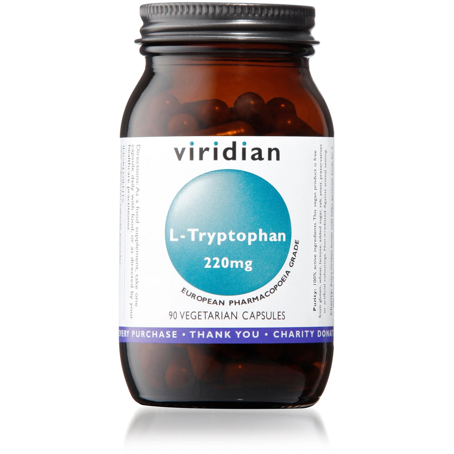 Viridian L-Tryptophan 220mg 90 Vegetarian Capsules 90 Caps 3 Viridian L-Tryptophan 220mg 90 Vegetarian Capsules 90 Caps